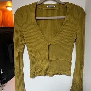 Reformation olive green cardigan